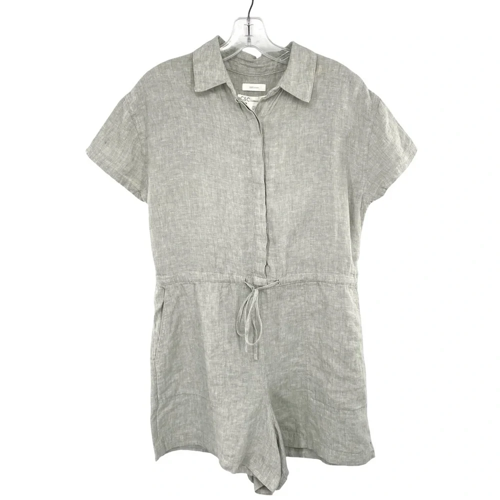 C&C California Linen Short Sleeve Romper Small